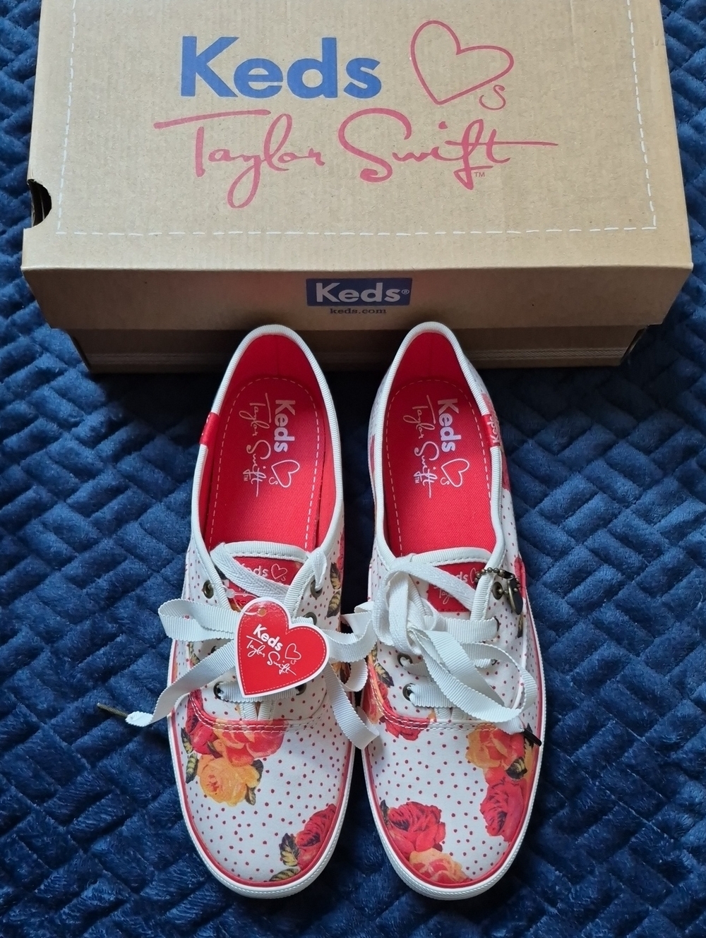 RARE Taylor Swift X Keds Red & Orange Floral Polka Dot Size 8 New With Tags